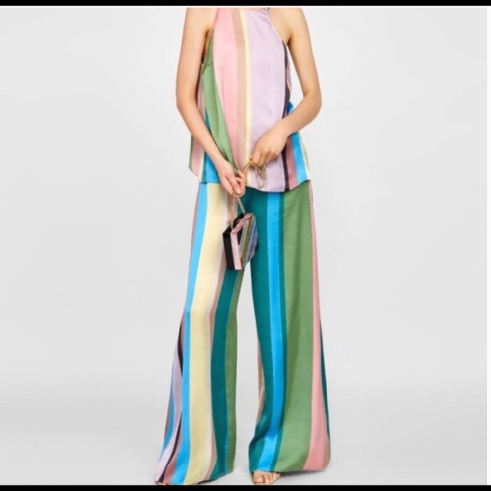 NWOT Zara multicolored striped palazzo pants